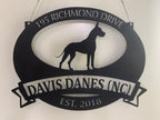 Personalized Address Great Dane Metal Wall Art Sign, Great Dane House Number Metal Sign, Custom Name Metal Sign For Dog Lovers