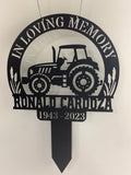 Custom Tractor Driver Memorial Plaque Stake, Personalized Farmer Metal Garve Maker, Farmer Memorial Cross For Grave, Farmer Loss Metal Yard Sign