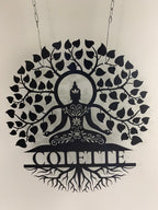 Custom Buddha Meditation Tree Of Life Metal Wall Art, Zen House Metal Sign, Spiritual Buddhism Metal Wall Art,yoga Studio Metal Wall Sign