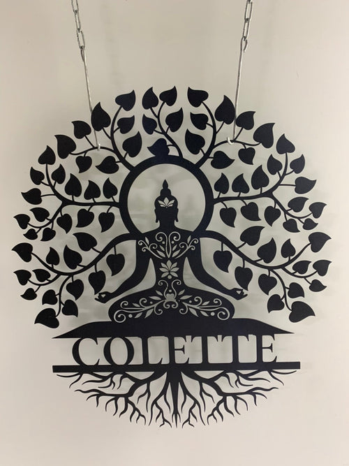 Custom Buddha Meditation Tree Of Life Metal Wall Art, Zen House Metal Sign, Spiritual Buddhism Metal Wall Art,yoga Studio Metal Wall Sign