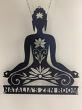 Custom Yoga Buddha Lotus Metal Wall Art, Personalized Zen House Metal Name Sign, Yoga Studio Metal Sign, Buddhist Namaste Sign Home Decor