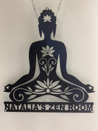Custom Yoga Buddha Lotus Metal Wall Art, Personalized Zen House Metal Name Sign, Yoga Studio Metal Sign, Buddhist Namaste Sign Home Decor
