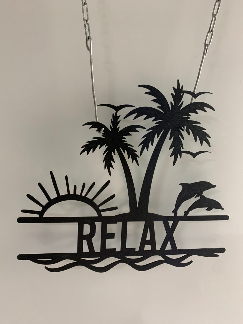 Custom Dolphin Palm Tree Beach House Metal Sign, Personalized Beach House Metal Name Sign, Palm Tree Metal Wall Art, Backyard Patio Metal Sign