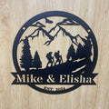 Personalized Mountain Hiking Metal Wall Art, Couple Hiking Great Outdoor Metal Sign, Hiking In Woods Metal Cabin Sign, Family Name Hiking Metal Sign