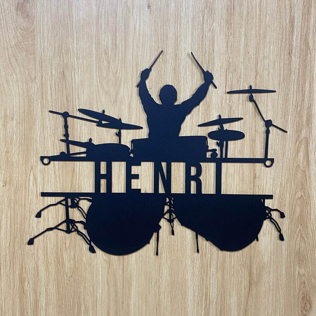 Custom Drummer Metal Name Sign, Personalized Drum Set Metal Wall Art, Drum Musical Instrument Rock Music Band Sign, Drum Set Metal Sign