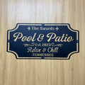 Personalized Pool & Patio Metal Wall Art, Custom Poolside Drink Bar Metal Name Sign, Swimming Pool Patio Metal Sign, Poolside Outdoor Metal Decor