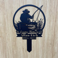 Personalized Fisherman Memorial Garden Metal Stake, Fisher Loss Metal Grave Marker, Custom Fish Hunter Cemetery Stake, Fisherman Sympathy Sign
