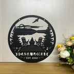 Personalized Lake House Camping Metal Sign, Custom Lake House Campfire Metal Art, Lake Scene Camping Sign, Camping Campfire Family Name Metal Sign