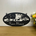 Custom Wild Animal Farmhouse Metal Sign, Personalized Family Name Metal Farm Sign, Hunting Cabin Metal Entrance Sign, Custom Metal Wildlife Sign
